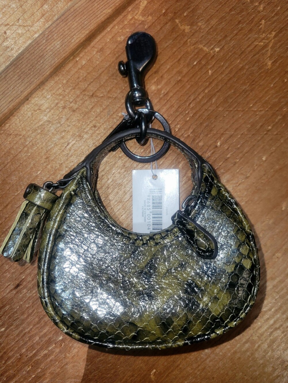 Coach Snakeskin Mini Bag Charm Keychain